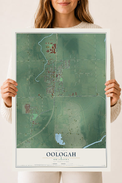 Map of Oologah, Oklahoma, 18 x 24 inch unframed archival matte print
