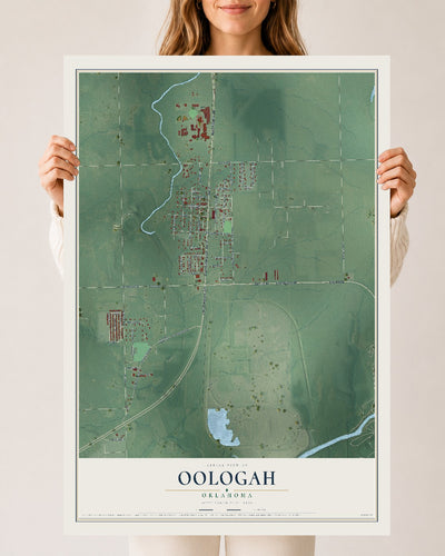 Map of Oologah, Oklahoma, 24 x 36 inch unframed archival matte print
