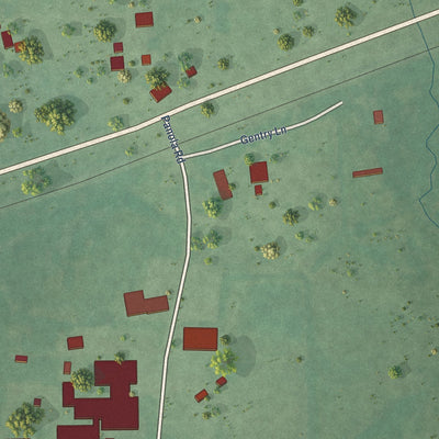 Close-up of the map of Panola, Oklahoma print showing street and building detail