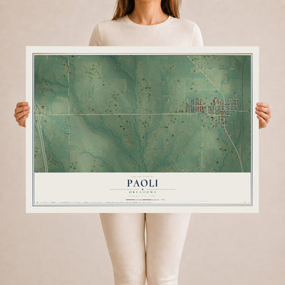 Map of Paoli, Oklahoma, 24 x 36 inch unframed archival matte print