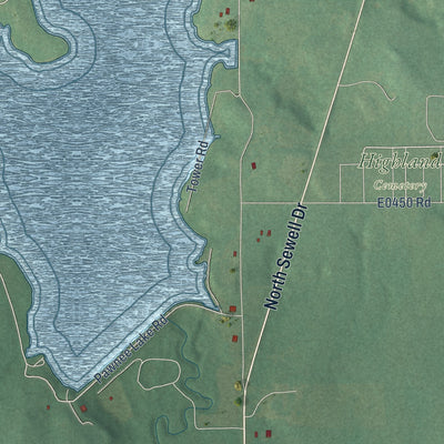 Second close-up of the map of Pawnee, Oklahoma print showing more streets and buildings
