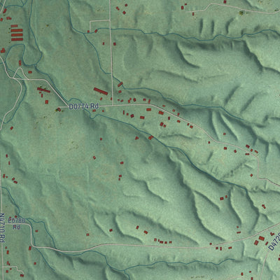 Close-up of the map of Peavine, Oklahoma print showing street and building detail