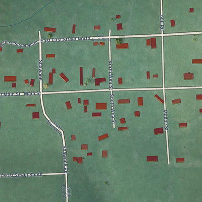 Close-up of the map of Peoria, Oklahoma print showing street and building detail