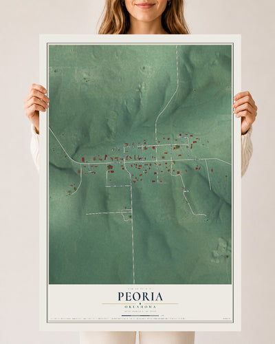 Map of Peoria, Oklahoma, 24 x 36 inch unframed archival matte print