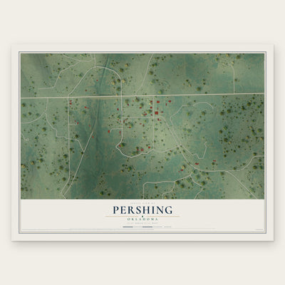 Pershing, Oklahoma map print, the full design