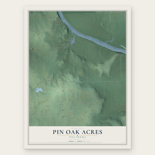 Pin Oak Acres, Oklahoma map print, the full design