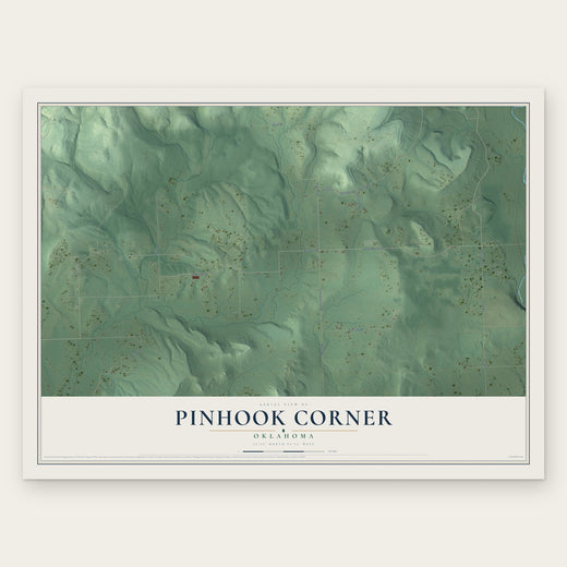 Pinhook Corner, Oklahoma map print, the full design