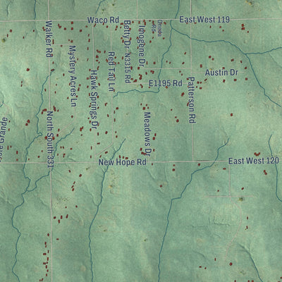 Close-up of the map of Pink, Oklahoma print showing street and building detail