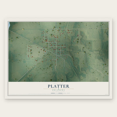 Platter, Oklahoma map print, the full design