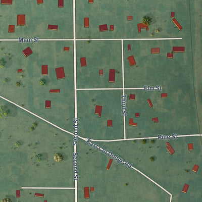 Close-up of the map of Platter, Oklahoma print showing street and building detail