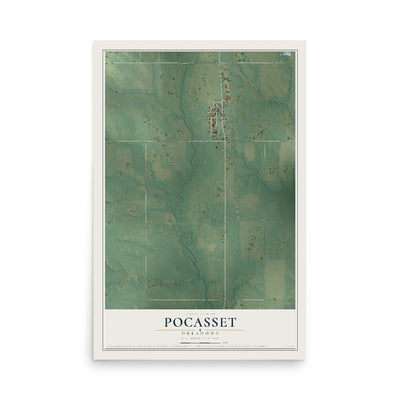 Map of Pocasset, Oklahoma, 12 x 18 inch unframed archival matte print