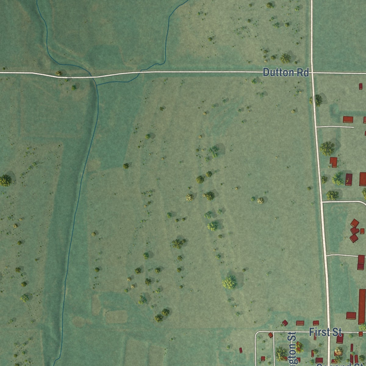 Second close-up of the map of Pocasset, Oklahoma print showing more streets and buildings