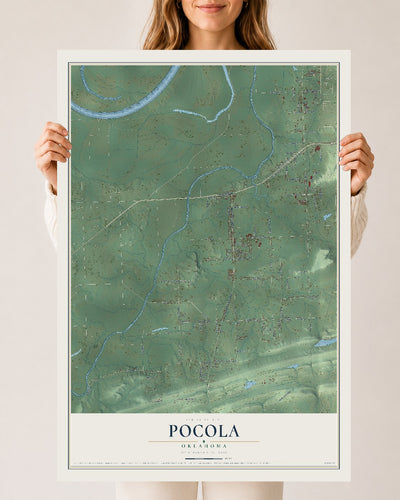 Map of Pocola, Oklahoma, 24 x 36 inch unframed archival matte print
