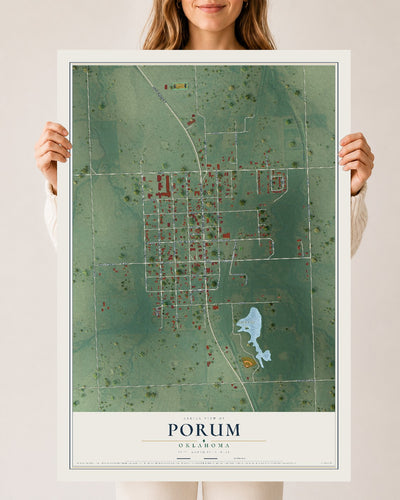 Map of Porum, Oklahoma, 24 x 36 inch unframed archival matte print
