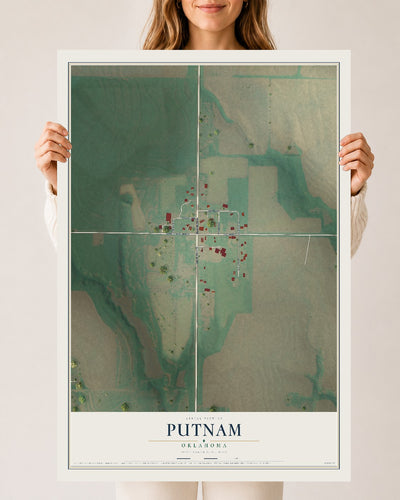 Map of Putnam, Oklahoma, 24 x 36 inch unframed archival matte print