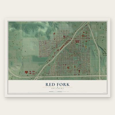 Red Fork, Oklahoma map print, the full design