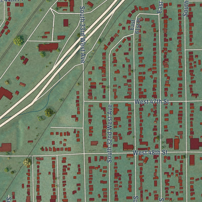 Close-up of the map of Red Fork, Oklahoma print showing street and building detail
