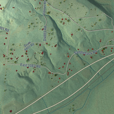 Close-up of the map of Remy, Oklahoma print showing street and building detail