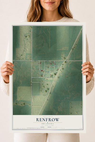 Map of Renfrow, Oklahoma, 18 x 24 inch unframed archival matte print