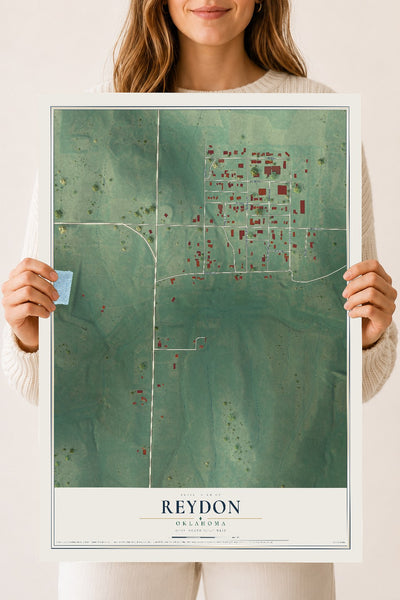 Map of Reydon, Oklahoma, 18 x 24 inch unframed archival matte print