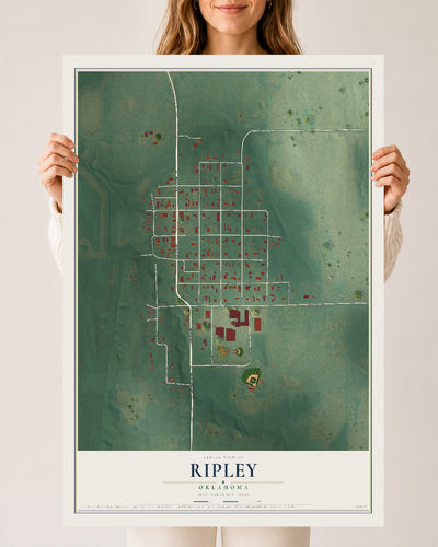 Map of Ripley, Oklahoma, 24 x 36 inch unframed archival matte print