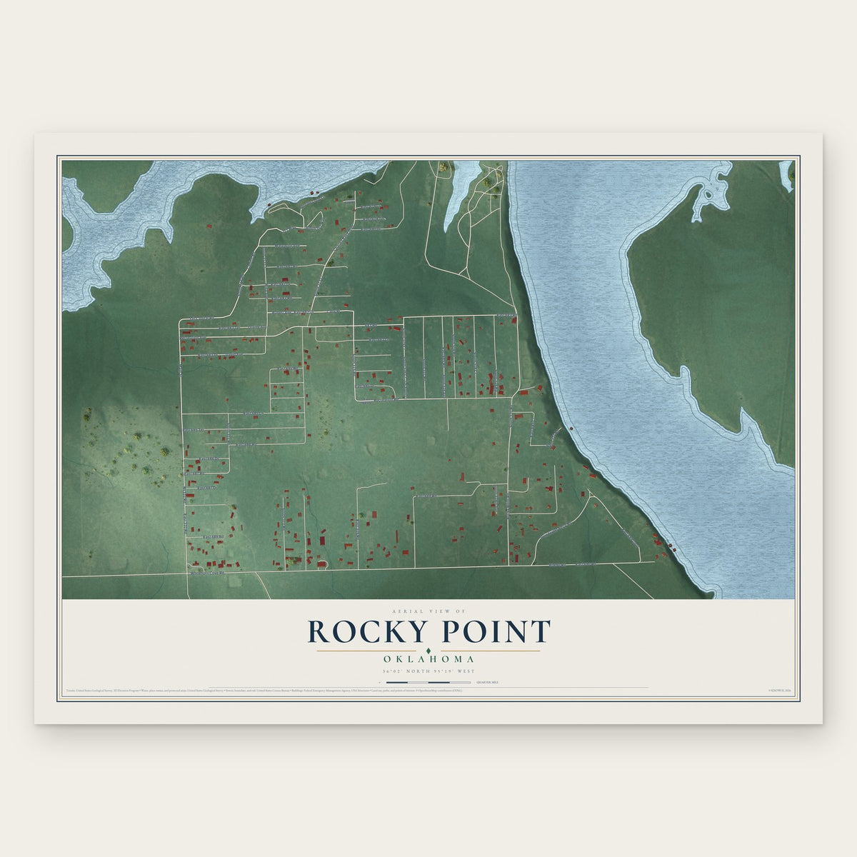 Rocky Point, Oklahoma map print, the full design