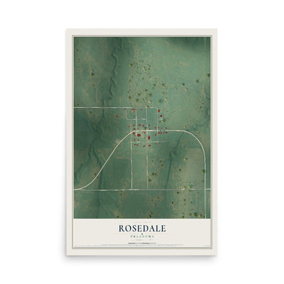 Map of Rosedale, Oklahoma, 12 x 18 inch unframed archival matte print