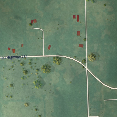 Close-up of the map of Sams Corner, Oklahoma print showing street and building detail