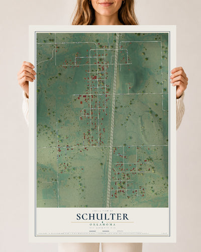 Map of Schulter, Oklahoma, 24 x 36 inch unframed archival matte print