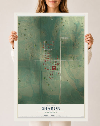 Map of Sharon, Oklahoma, 24 x 36 inch unframed archival matte print