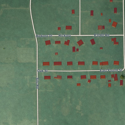 Second close-up of the map of Silo, Oklahoma print showing more streets and buildings