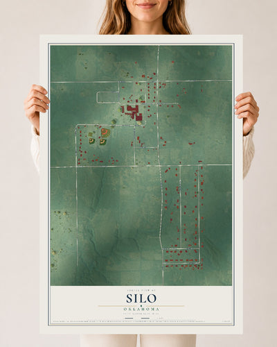 Map of Silo, Oklahoma, 24 x 36 inch unframed archival matte print