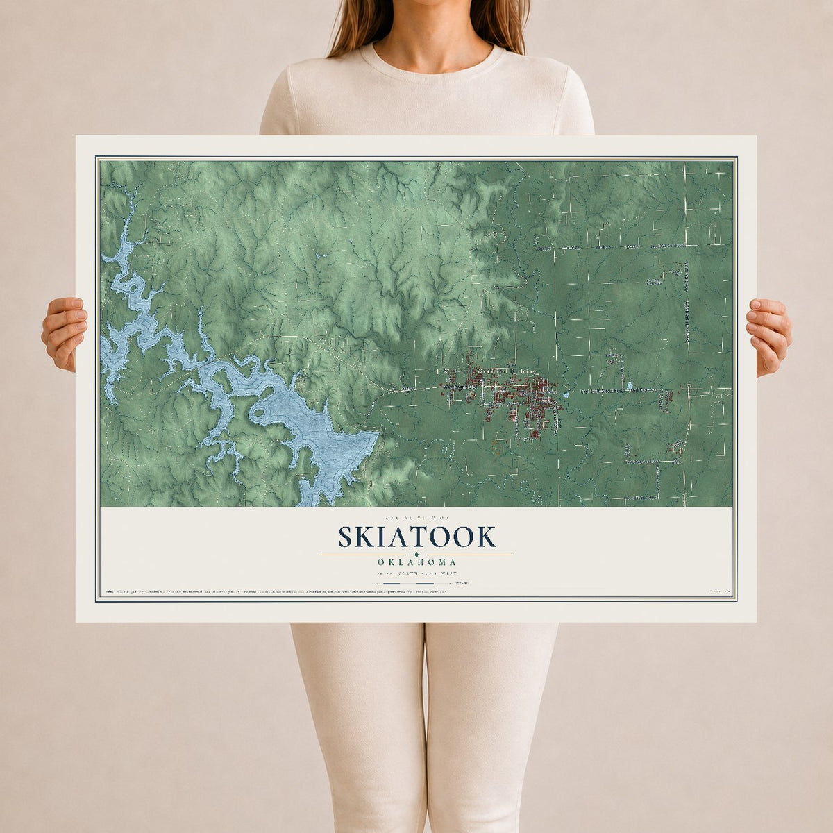 Map of Skiatook, Oklahoma, 24 x 36 inch unframed archival matte print