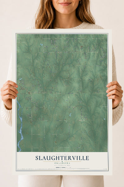 Map of Slaughterville, Oklahoma, 18 x 24 inch unframed archival matte print