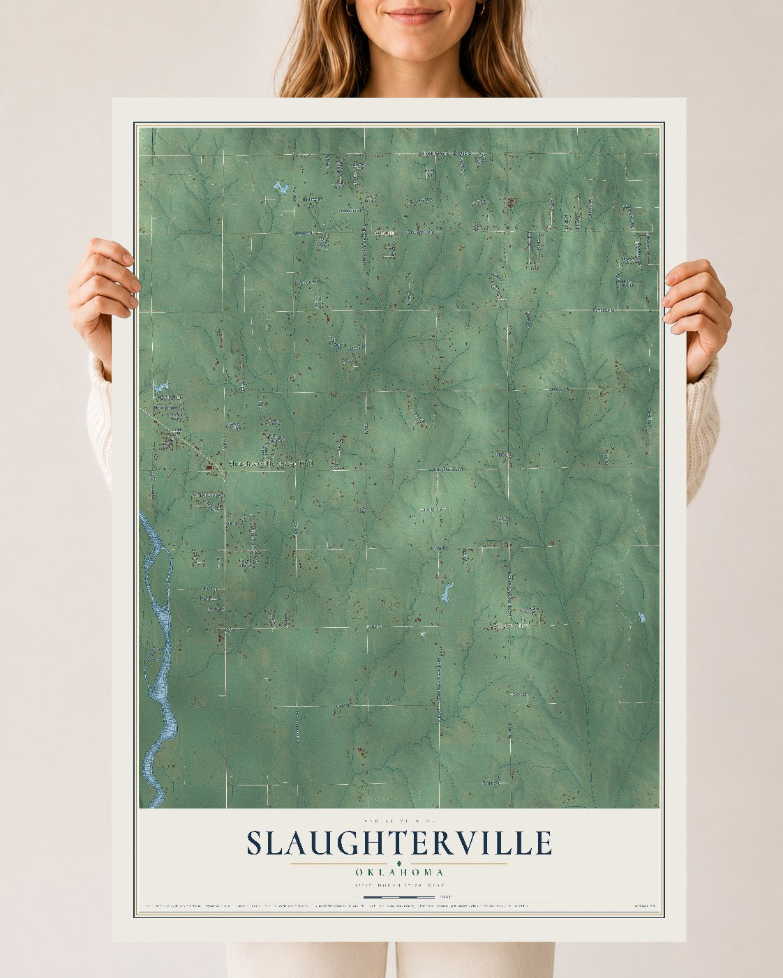 Map of Slaughterville, Oklahoma, 24 x 36 inch unframed archival matte print