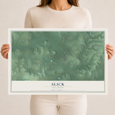 Map of Slick, Oklahoma, 12 x 18 inch unframed archival matte print