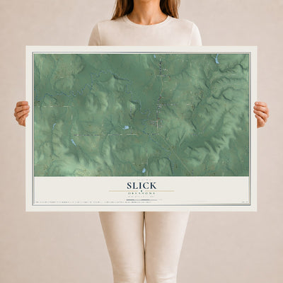 Map of Slick, Oklahoma, 24 x 36 inch unframed archival matte print