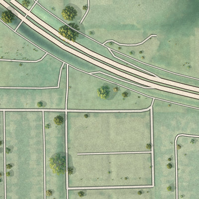 Close-up of the map of Smith Village, Oklahoma print showing street and building detail