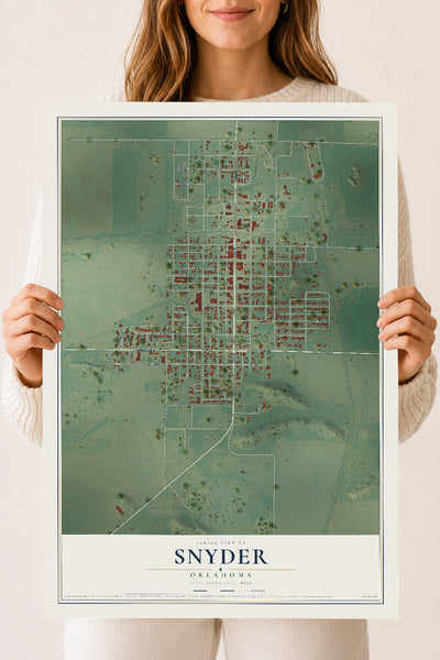 Map of Snyder, Oklahoma, 18 x 24 inch unframed archival matte print
