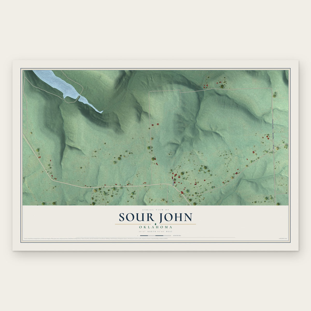 Sour John, Oklahoma map print, the full design
