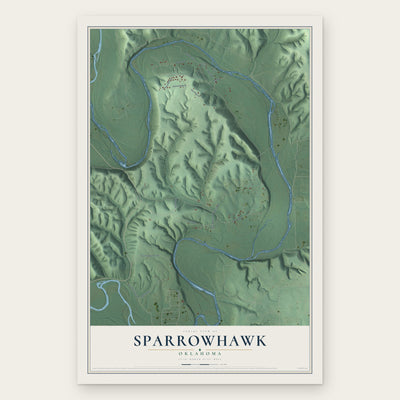 Sparrowhawk, Oklahoma map print, the full design