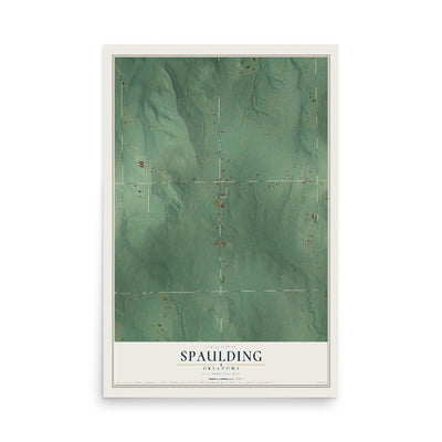 Map of Spaulding, Oklahoma, 12 x 18 inch unframed archival matte print