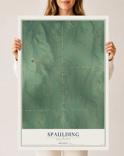 Map of Spaulding, Oklahoma, 24 x 36 inch unframed archival matte print