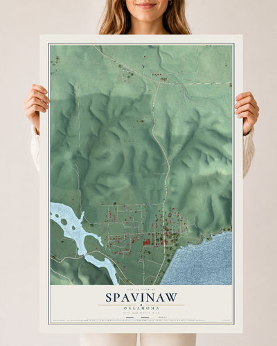 Map of Spavinaw, Oklahoma, 24 x 36 inch unframed archival matte print
