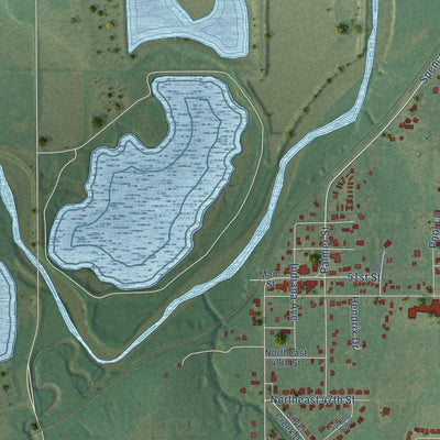 Second close-up of the map of Spencer, Oklahoma print showing more streets and buildings