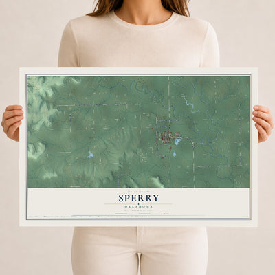 Map of Sperry, Oklahoma, 12 x 18 inch unframed archival matte print