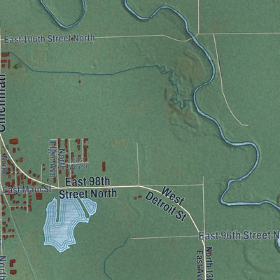 Second close-up of the map of Sperry, Oklahoma print showing more streets and buildings