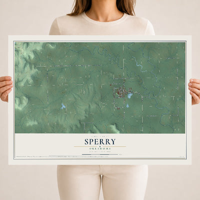 Map of Sperry, Oklahoma, 18 x 24 inch unframed archival matte print