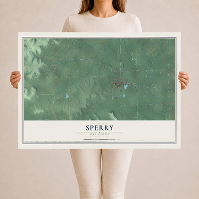 Map of Sperry, Oklahoma, 24 x 36 inch unframed archival matte print