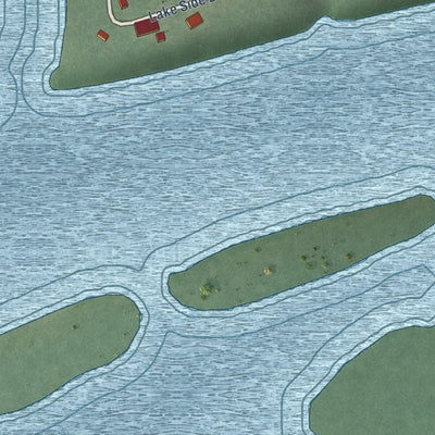 Close-up of the map of Sportmans Shores, Oklahoma print showing street and building detail